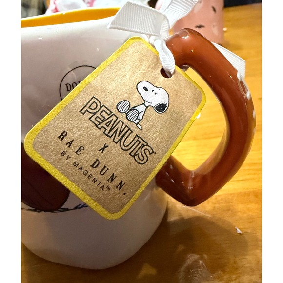 Peanuts Rae Dunn Touchdown Football Mug, Snoopy, Woodstock, Double Sided - Picture 3 of 6